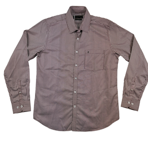 The Privilege Club Shirt Mens 40cm Slim Fit Striped Brown Button-Up Dress